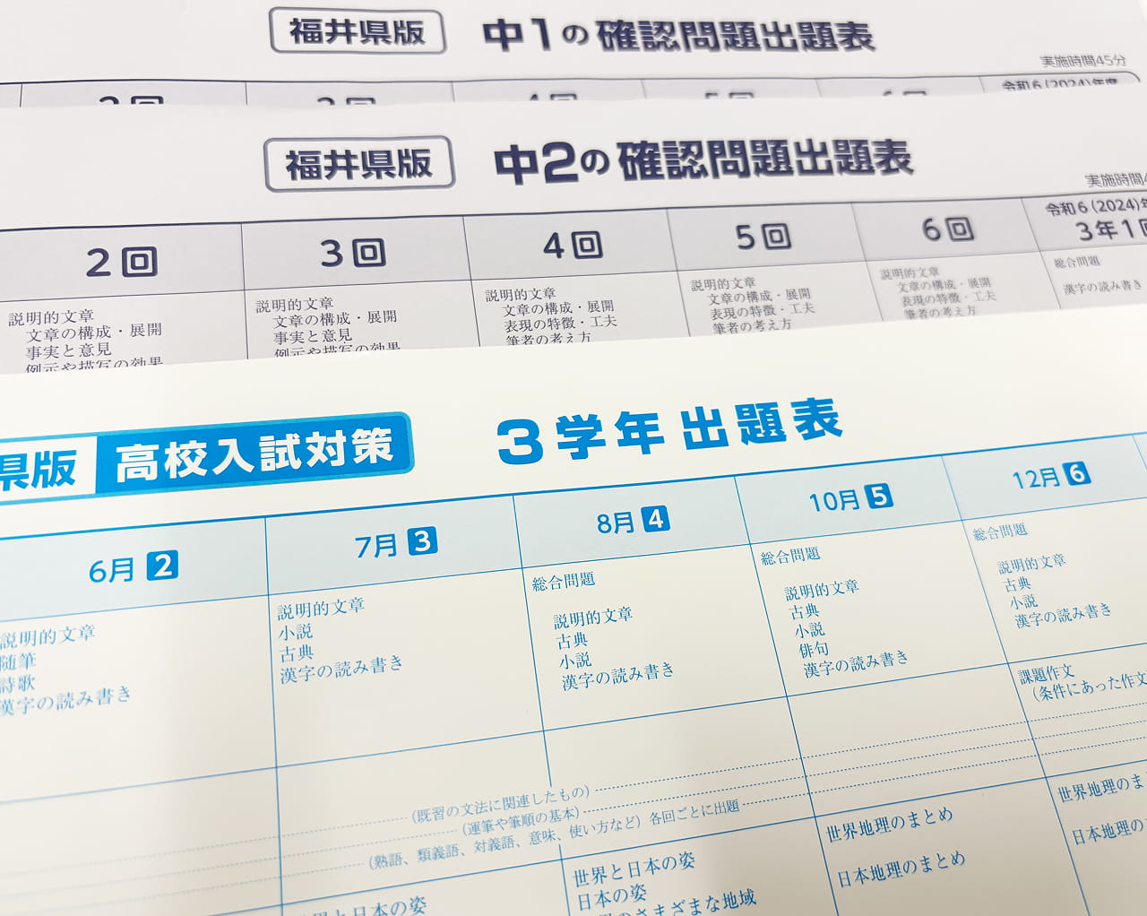 中学／確認問題出願表